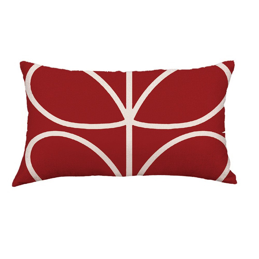 Premium Silk Face Pillow Cover - Geometric Painting Linen Cushion Case for Sofa & Bed Decor - Teal & Red Throw Pillow (One Size) - Perfect for Living Room, Bedroom & Home Styling