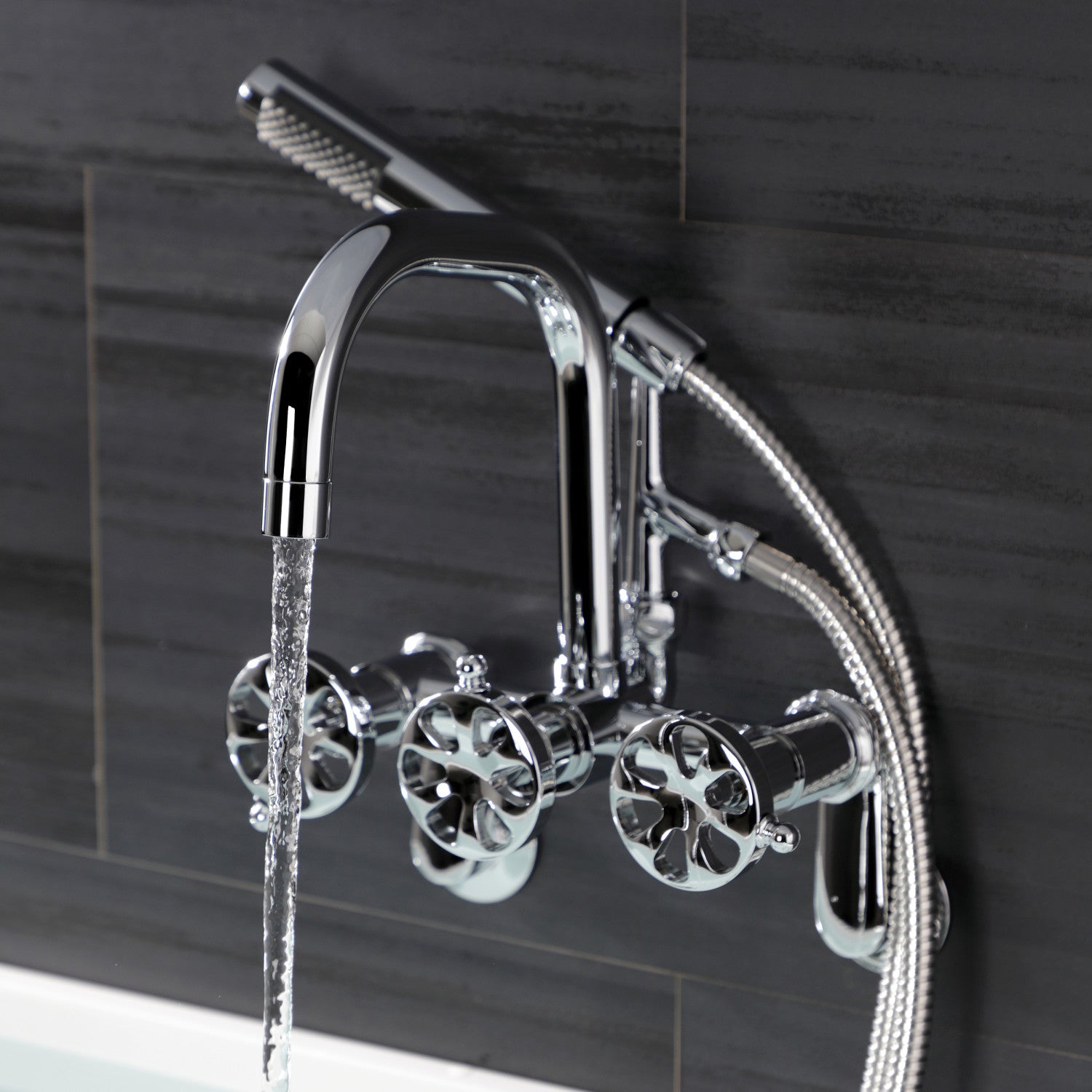 Belknap AE8451RX 3-Handle 2-Hole Wall Mount Clawfoot Bathtub Faucet with Hand Shower, Polished Chrome - Perfect for Vintage Bathroom Renovations & Spa-Like Showers