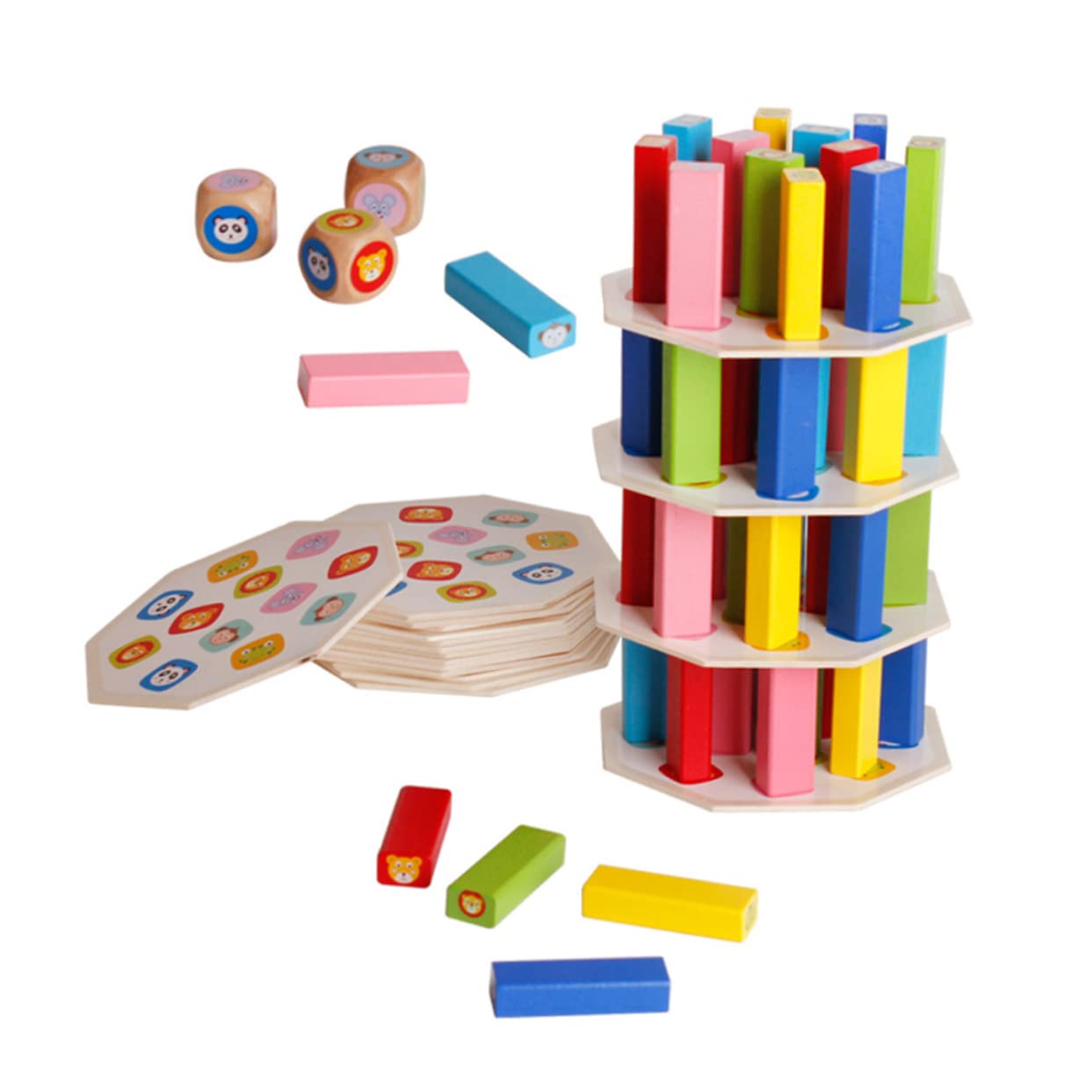 Vaguelly 1 Set Wooden Building Blocks - Educational Stacking & Balancing Toy Bricks for Kids, STEM Learning Refill Kit | Perfect for Preschool Classroom, Birthday Gifts & Family Game Night