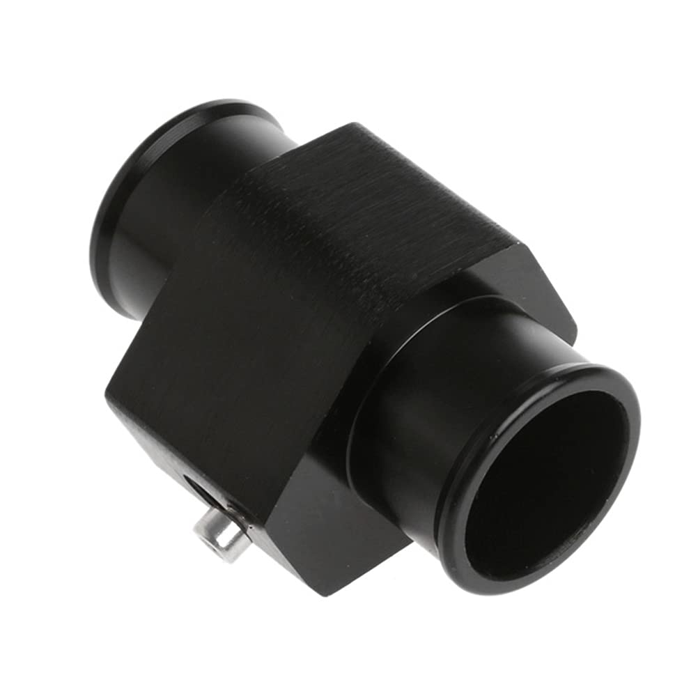 High Precision Black Aluminum Water Temperature Gauge - 26mm Radiator Sensor Adapter with Hose Clamps | Engine Cooling System Monitoring for Cars, Trucks & Motorcycles