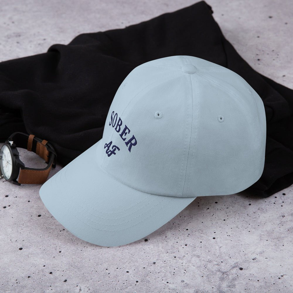 Sober AF Dad Hat - Stylish Sobriety Celebration Light-Colored Cap for AA Meetings, Recovery Milestones & Sober Living