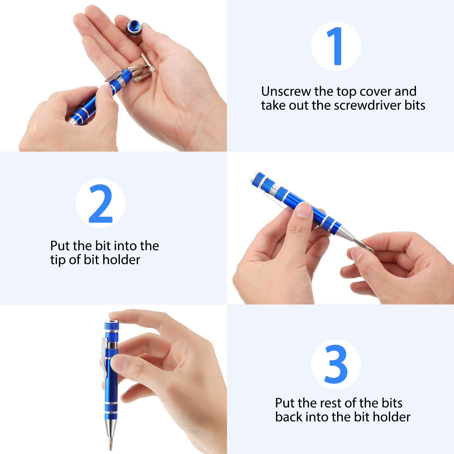 8-in-1 Magnetic Pocket Screwdriver Set - Precision Multitool for Mini Gadgets & Electronics Repair - Perfect Gift for DIY Enthusiasts (4-Piece Kit) - Ideal for Home Repairs, Camping, and Emergency Tool Kits
