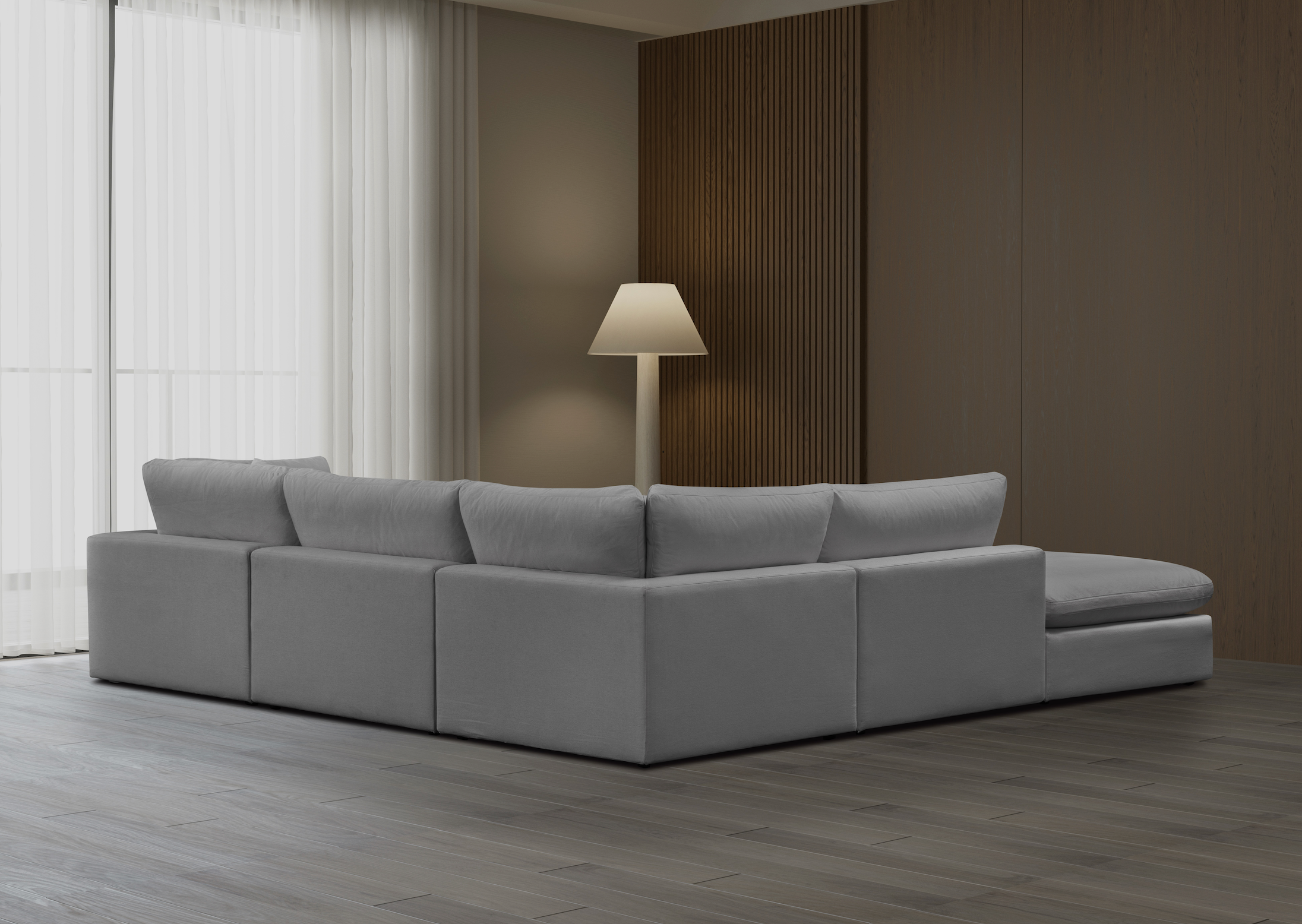 Modern Cali Modular 5-Piece Sectional Sofa Set with Chaise - Sol Grey Fabric | Perfect for Living Room, Family Room & Open Concept Spaces