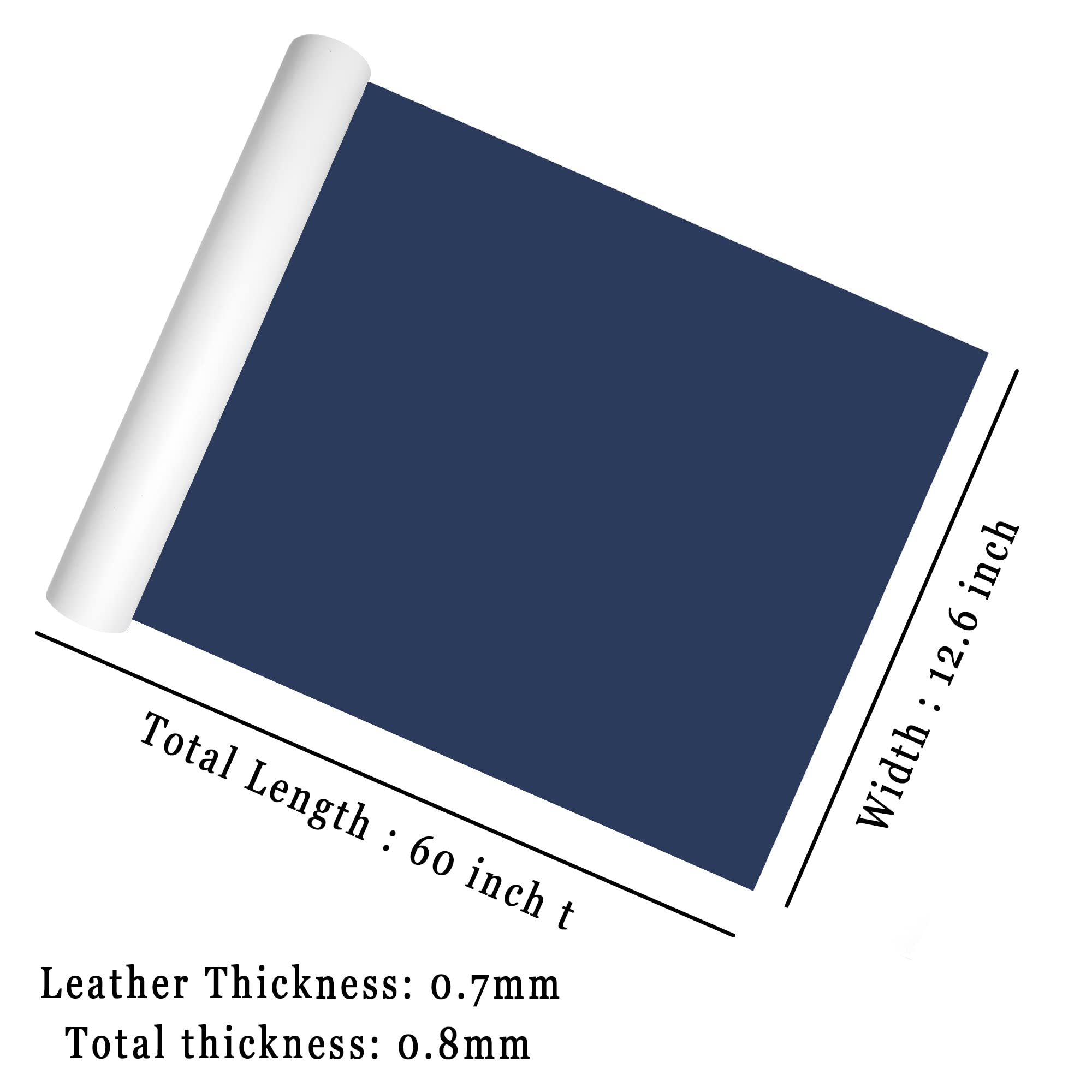 Premium Leather Repair Patch Kit - 12.6x60 Inch Dark Blue Waterproof & Durable Self-Adhesive Leather Tape for Furniture, Couch, Sofa, Car Seat, Vinyl Chairs - Perfect for Home, Office & Vehicle Interior Repairs
