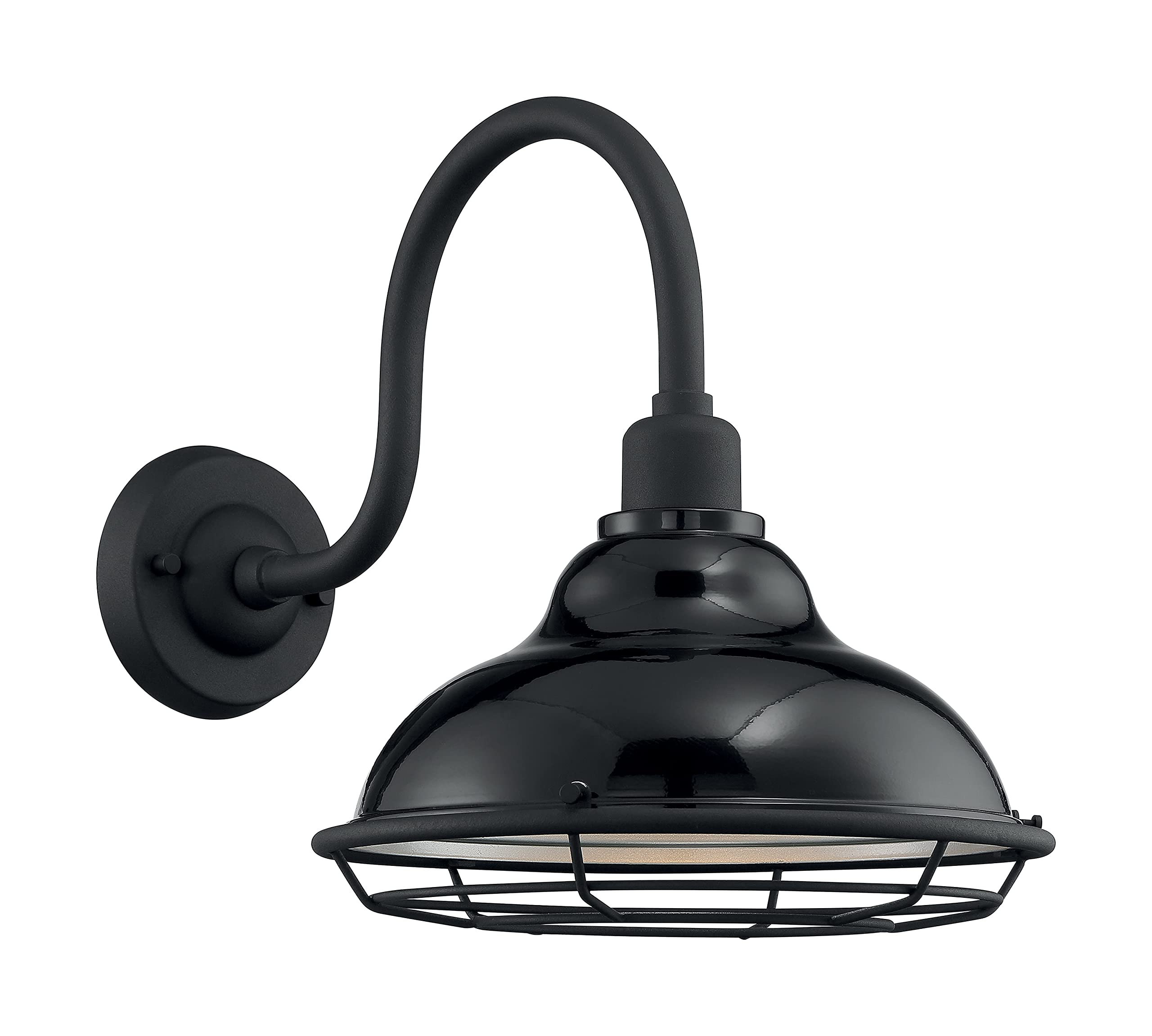 Nuvo Lighting 60/7002 Newbridge - 1 Light Large Outdoor Wall Lantern, Gloss Black/Silver Finish - Weatherproof Exterior Light for Porch, Patio, Garden & Entryway