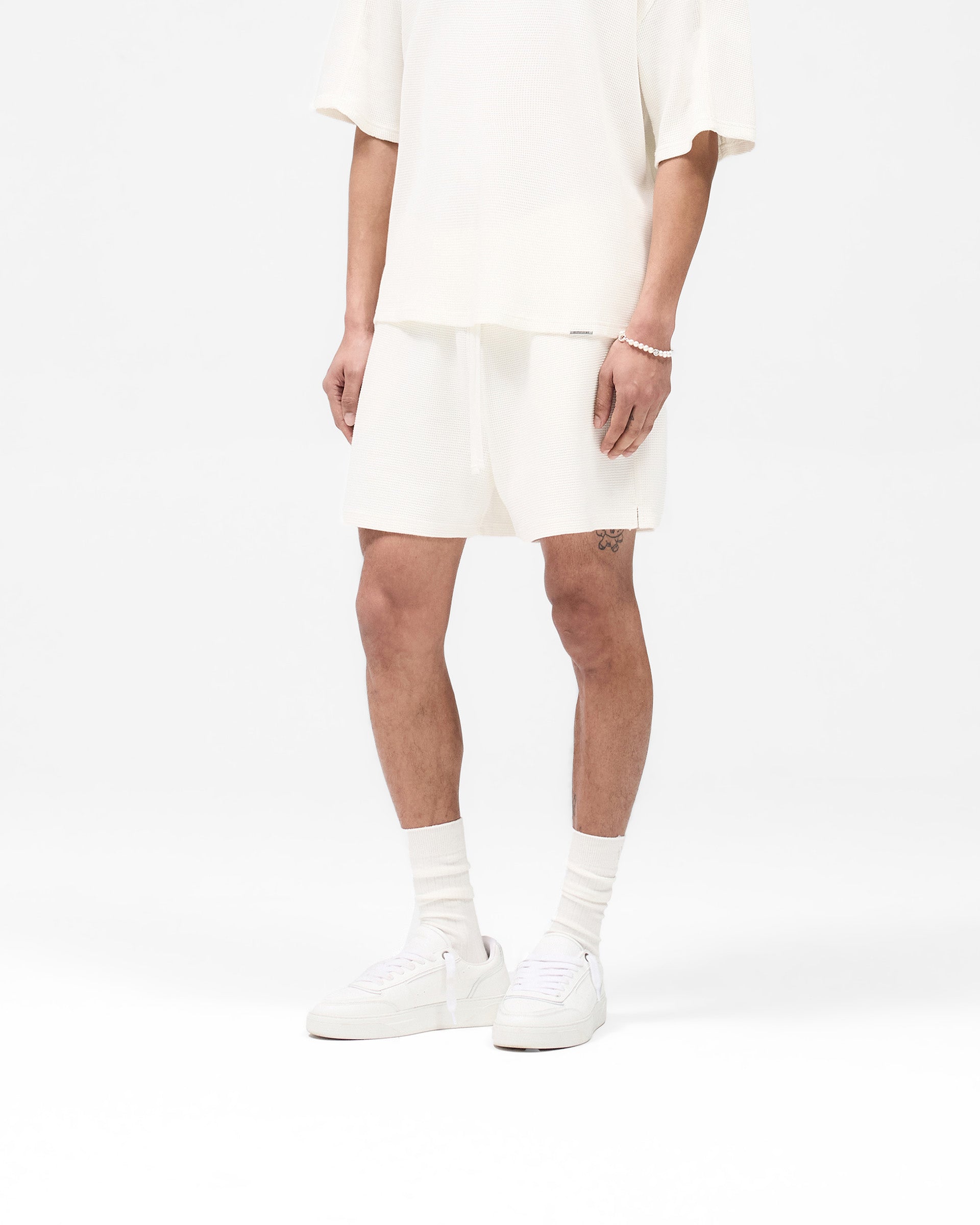 Waffle Shorts for Men & Women - Breathable Cotton Lounge Shorts in White | Perfect for Sleepwear, Yoga, and Summer Casual Wear