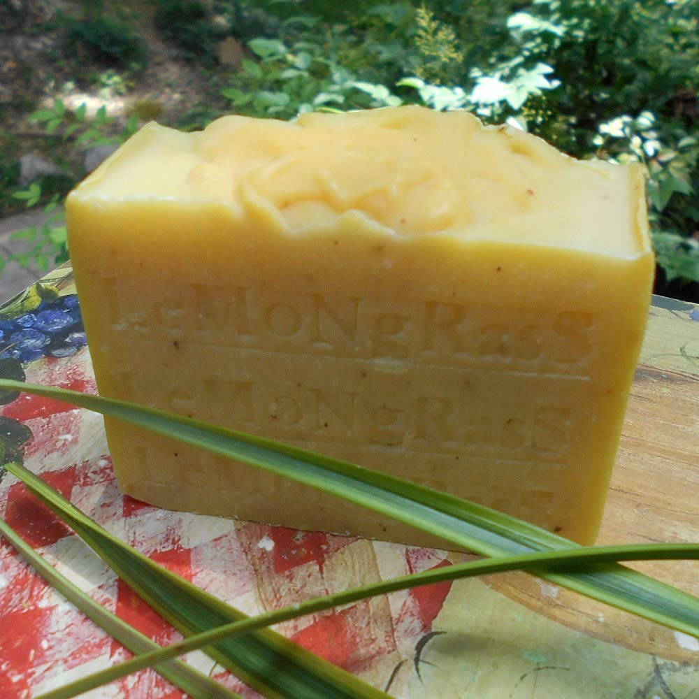 Handmade All Natural Lemongrass Soap with Lemon Essential Oil - Stimulating & Cooling Bar Soap for Refreshing Shower & Aromatherapy