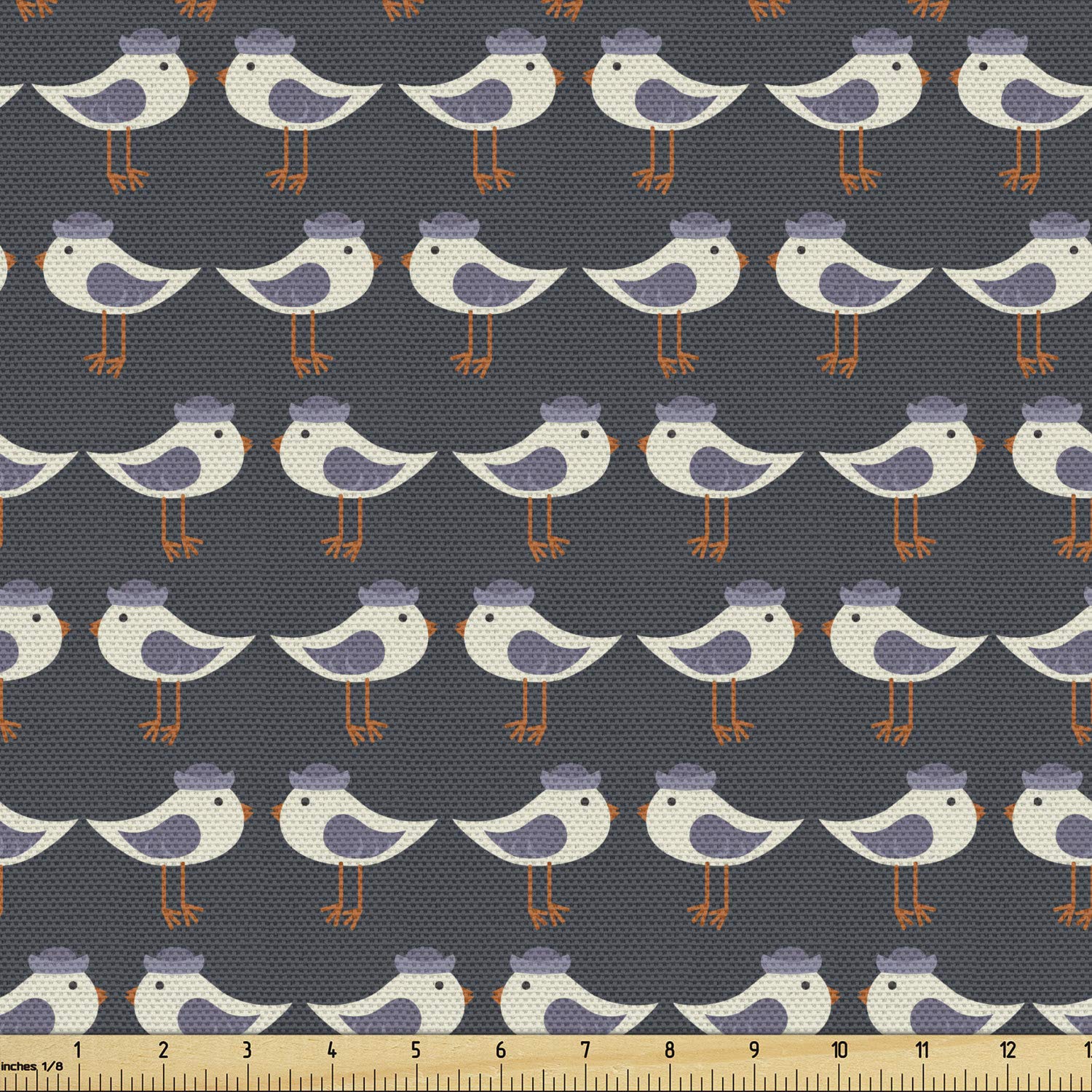 Ambesonne Cartoon Birds in Hats Fabric by The Yard - Funny Animal Print with Retro Characters - 10 Yards Multicolor Decorative Fabric for Upholstery, DIY Projects, Home Decor & Crafting - Perfect for Pillows, Curtains & Table Runners
