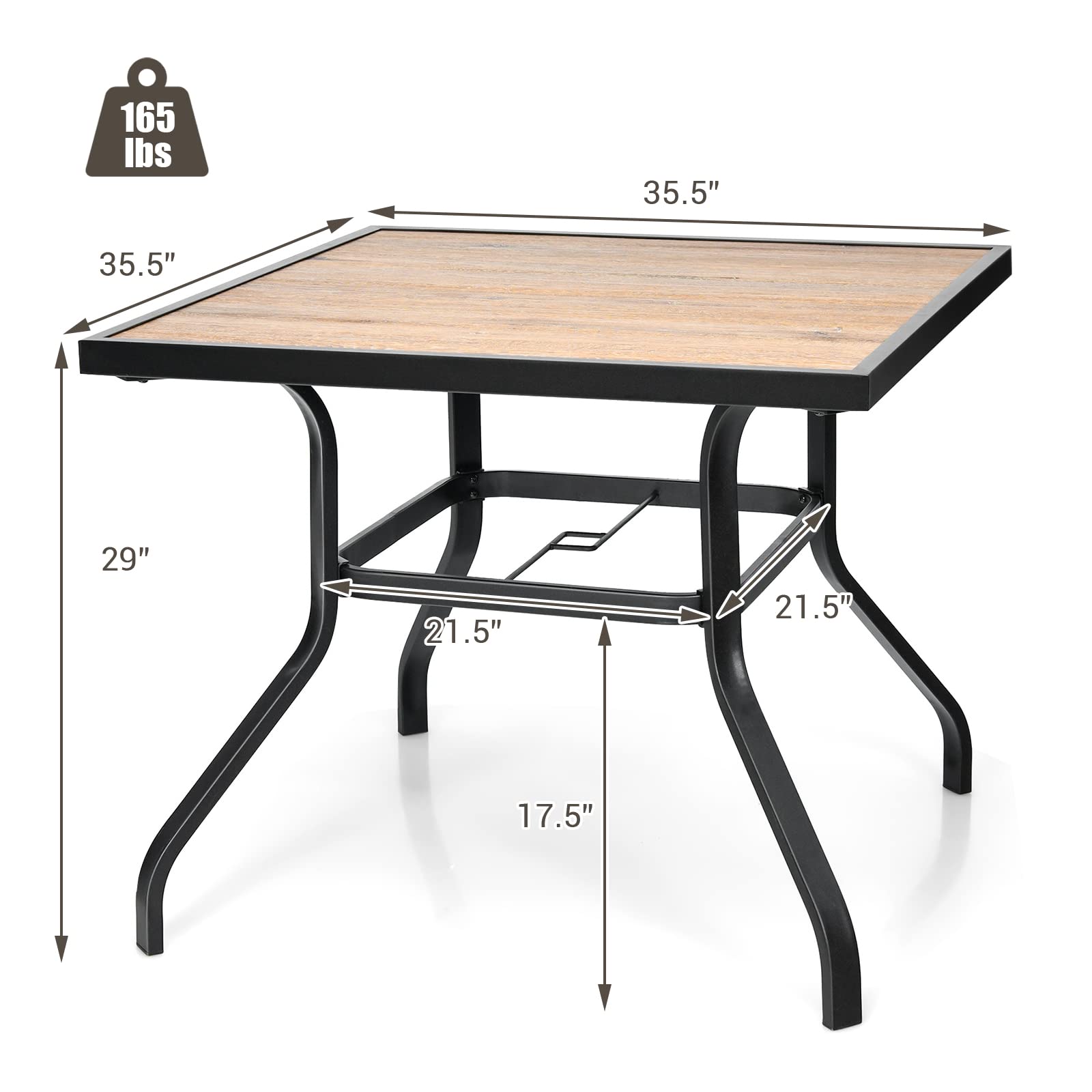 Giantex Outdoor Square Bistro Table - Rustproof Steel Frame Patio Dining Table for Yard, Porch & Deck - Easy Assembly Garden Furniture for BBQ, Picnic & Outdoor Entertaining