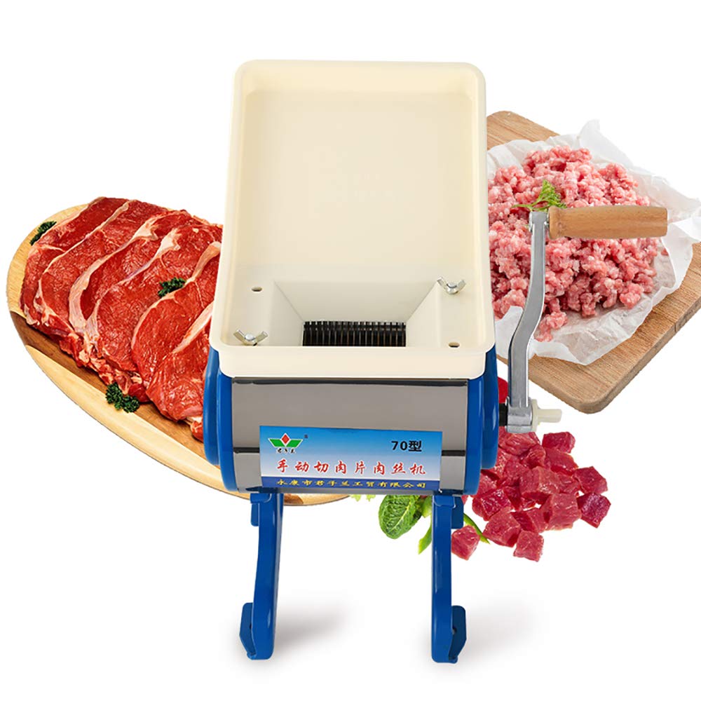 Commercial Manual Meat Slicer - Stainless Steel Hand-Cranked Meat Grinder for Beef, Mincer & Chopper with 7.0MM Thickness | Perfect for Delis, Butcher Shops & Home Kitchen Use