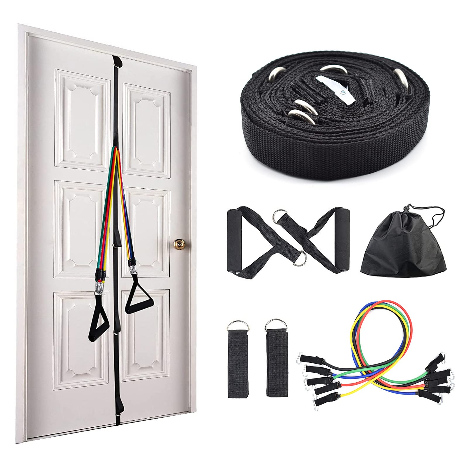 Brebebe Upgraded Door Anchor Strap with Metal Buckle - Adjustable Resistance Bands for Home Workouts, Multi-Point Anchor Loop for Strength Training - Portable Gym Equipment for Doorway Exercises, Yoga & Physical Therapy