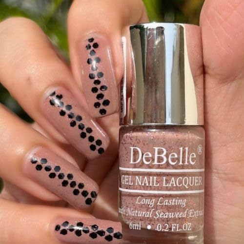 DeBelle Gel Glossy Finish Nail Polish - Long Lasting, Chip Resistant, Seaweed Enriched Formula | Non-UV, Toxic-Free & Cruelty Free | 6ml (Angelic Saira) - 7ml | Perfect for Manicures, Pedicures & Nail Art Designs