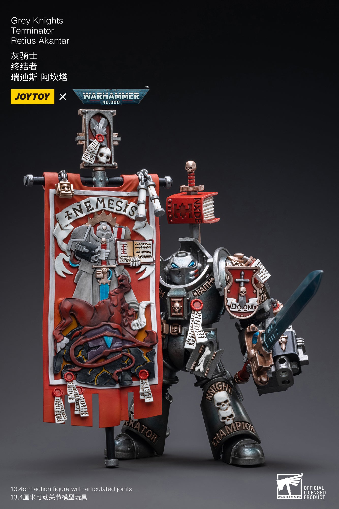JOYTOY 1/18 Warhammer 40K Grey Knights Terminator Squad Action Figure - Jaric Thule Reissue | Highly Detailed Collectible Model for Display & Wargaming Scenes