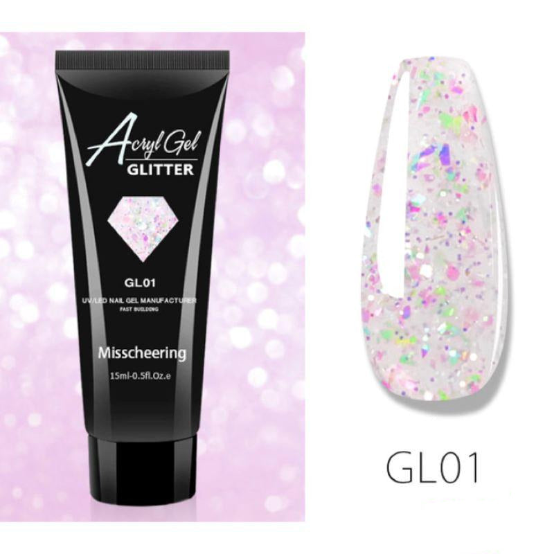 Glitter PolyGel Nail Kit - Professional UV LED Gel in a Tube for Long-Lasting Nail Extensions & Designs | Perfect for DIY Manicures, Salon Use & Special Occasions