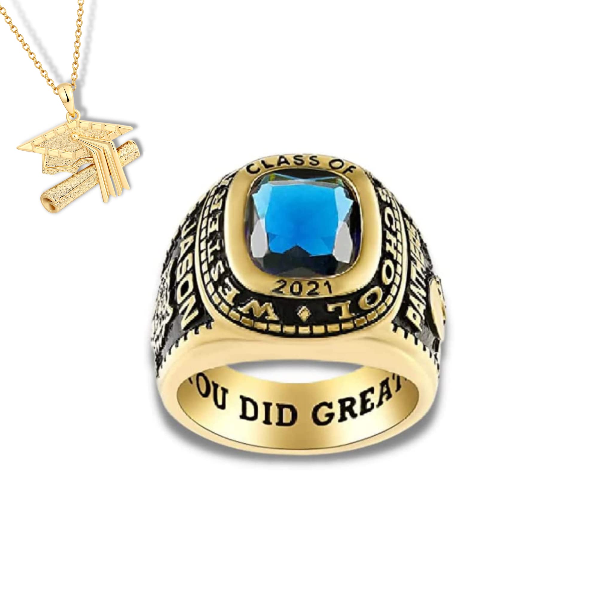 Authentic PJM Mementos USA Premium Class Ring for Men – 925 Sterling Silver or 10KT Gold – Custom High School & College Graduation Ring – Personalized University Ring for Graduation Gifts – Perfect for Commencement Ceremonies & Alumni Events