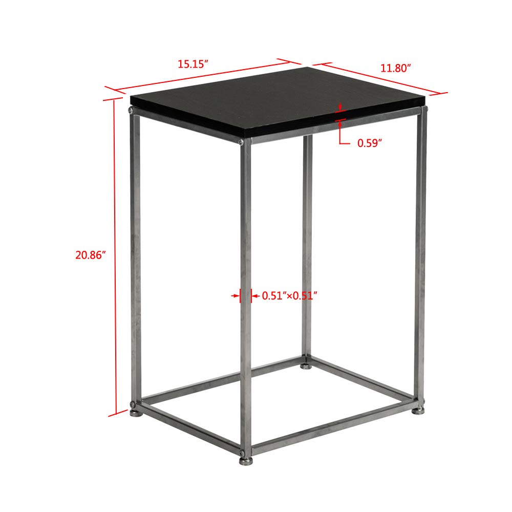 Black MDF Countertop with Grey Wrought Iron Base - Single Layer Snack Table for Kitchen, Bar, or Living Room | Modern Artisanal Side Table for Small Spaces