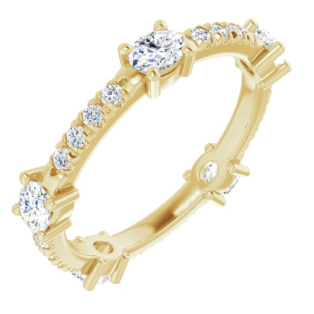1.20 Carat Oval & Round Diamond Eternity Wedding Band - Elegant Stackable Ring for Anniversary, Engagement & Bridal Jewelry Gifts