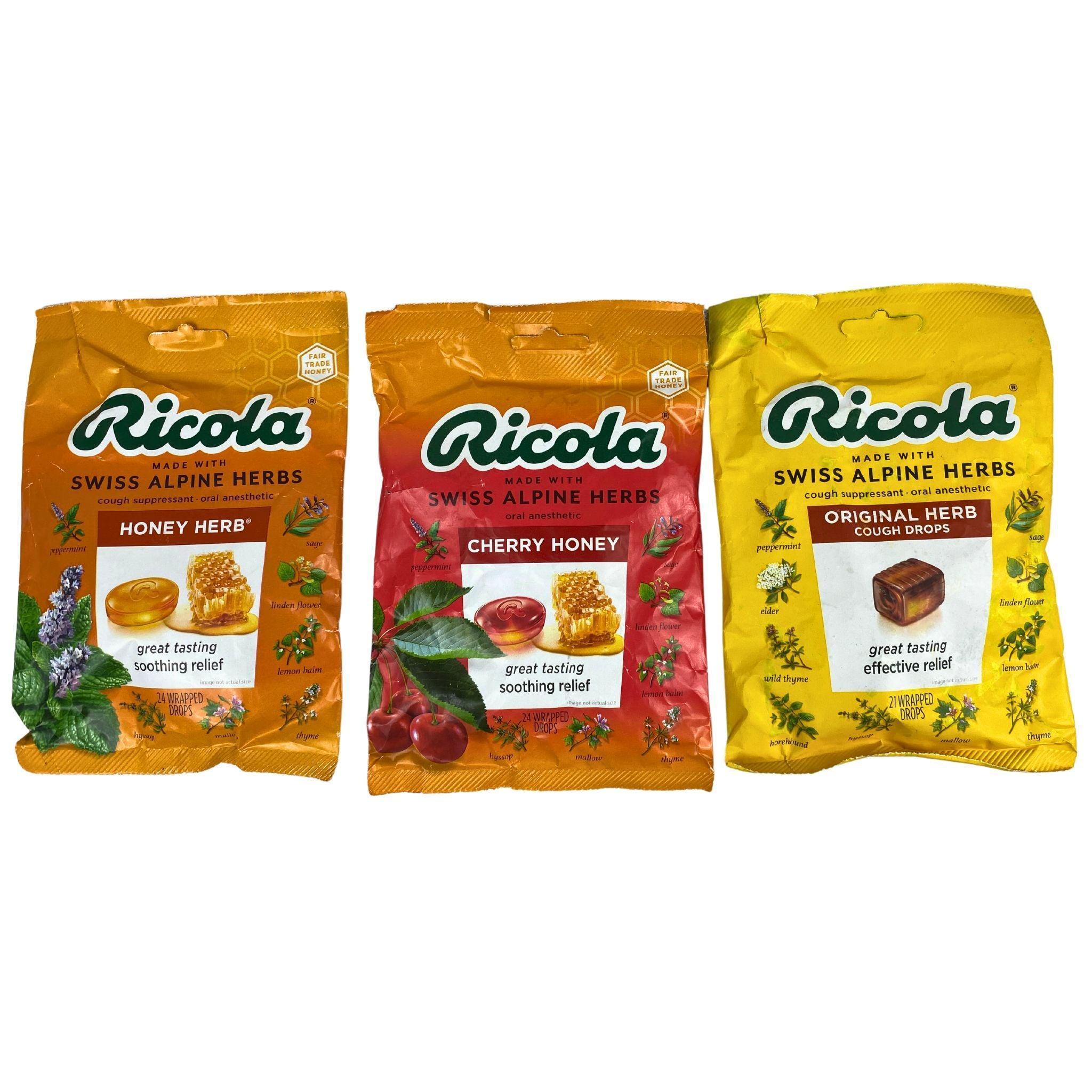 Ricola Herbal Cough Drops 21 & 24 Count - Natural Throat Relief for Adults & Kids - Great Tasting Honey Lemon Flavor (50 Pcs Bulk Pack) - Perfect for Travel, Office & Home Use