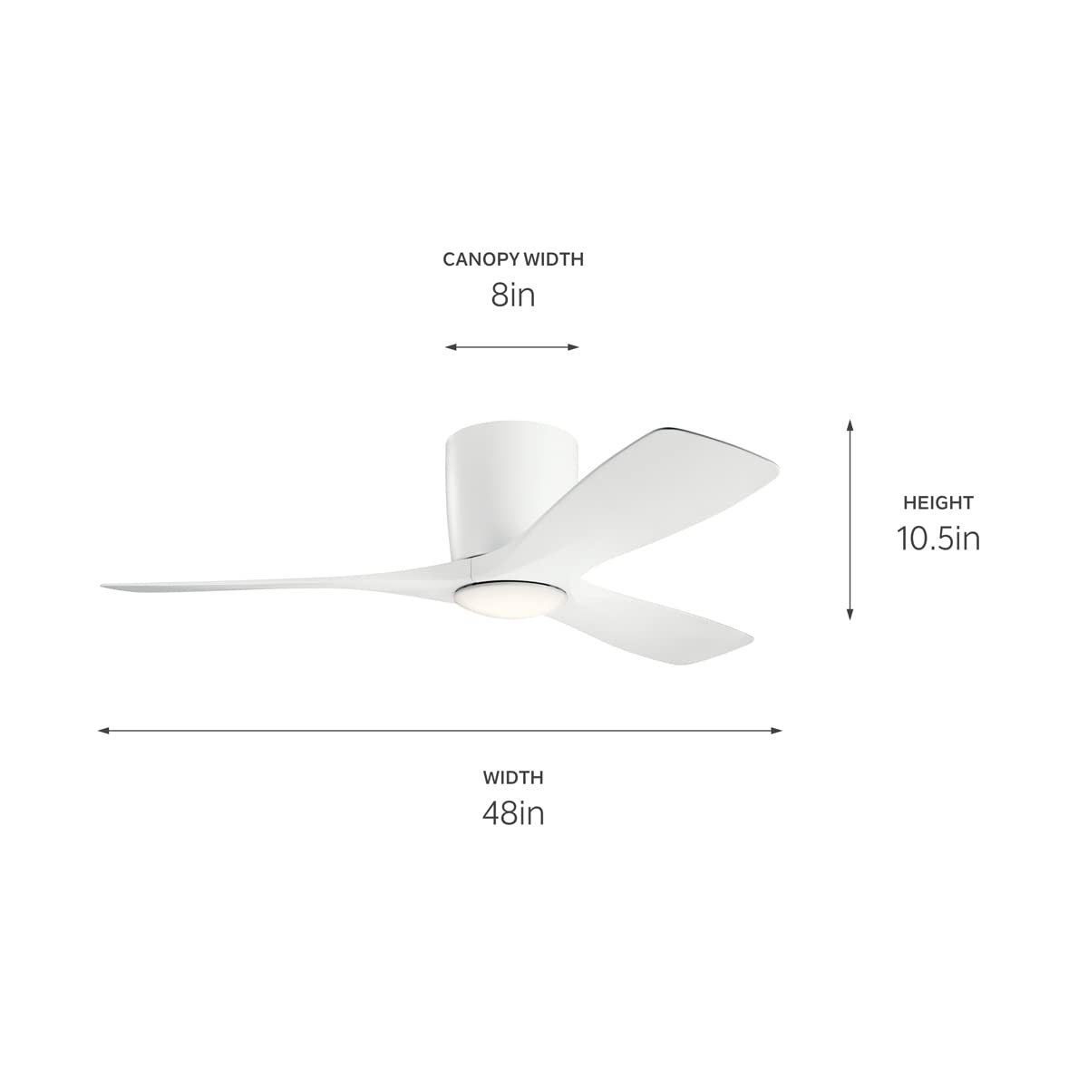 Kichler 300032MWH Volos 48 Inch Modern Ceiling Fan with LED Light Kit & Wall Control - Matte White Finish - Perfect for Living Room, Bedroom or Patio