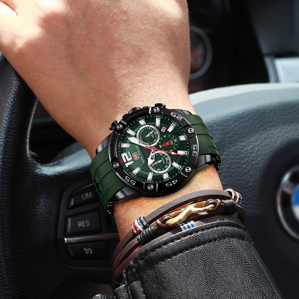 Stylish Mini Focus Men's Watches - Chronograph, Waterproof, Luminous, Calendar & 24-Hour Display with Silicone Band | Perfect for Casual Wear, Outdoor Activities & Everyday Use
