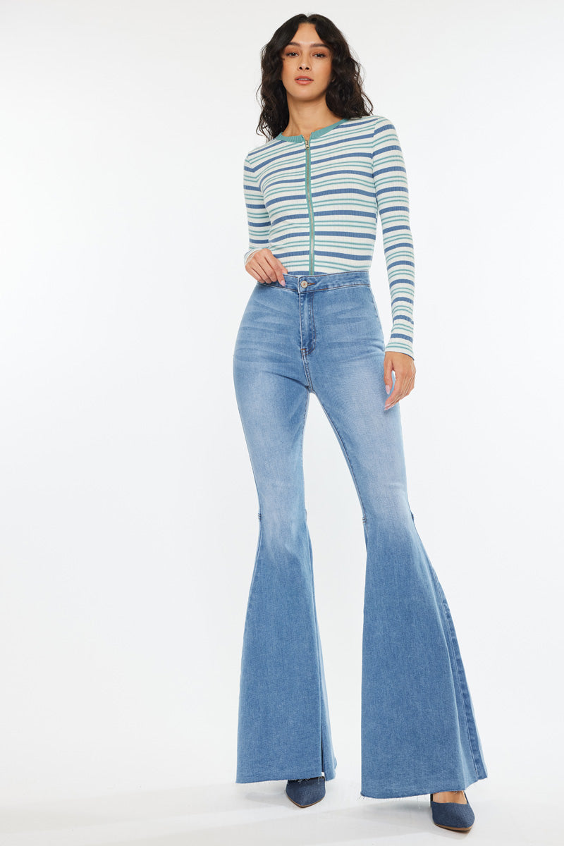 Beverly High Rise Super Flare Jeans for Women - Stretchy Denim Pants with Bootcut Leg - Perfect for Casual Outfits, Night Out & Retro Style Fashion