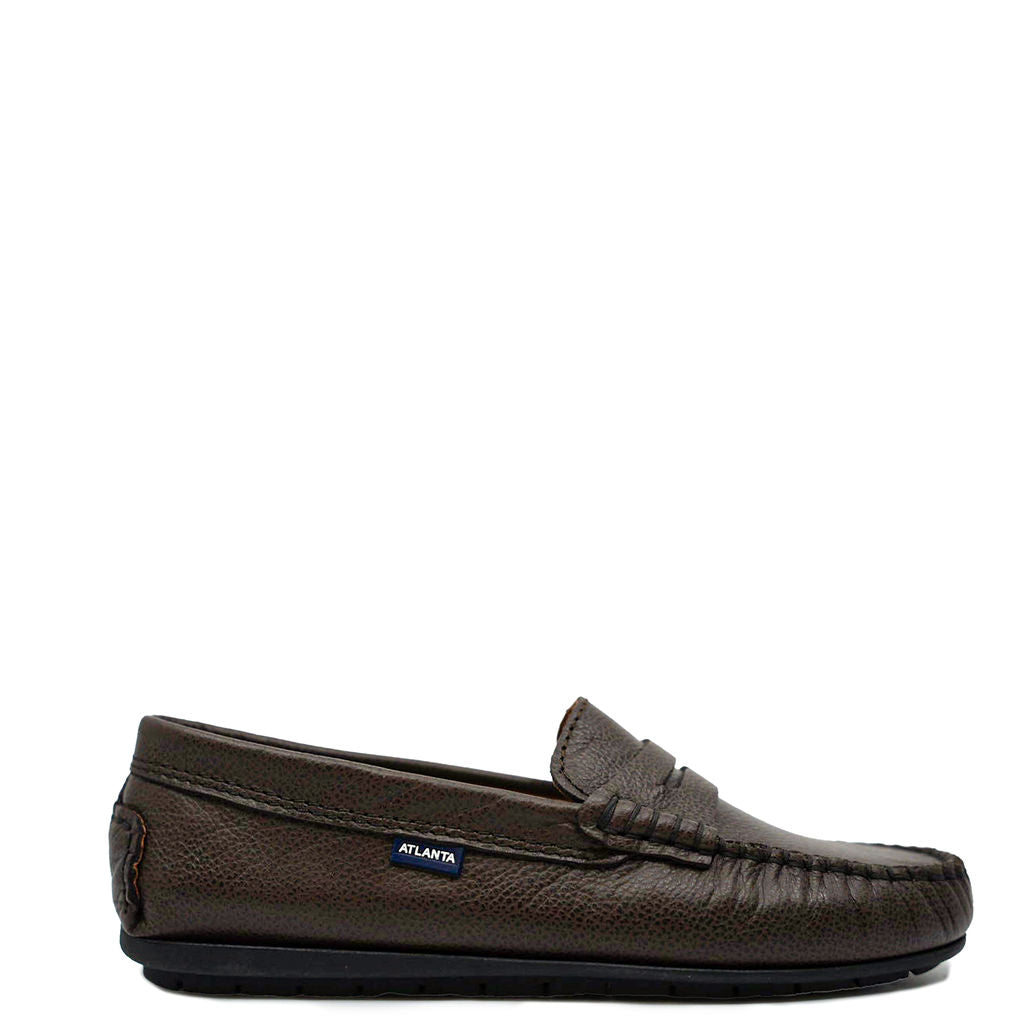 Atlanta Brown Pebbled Leather Penny Loafers for Men - Comfortable & Stylish Moccasin Shoes for Business, Casual & Office Wear