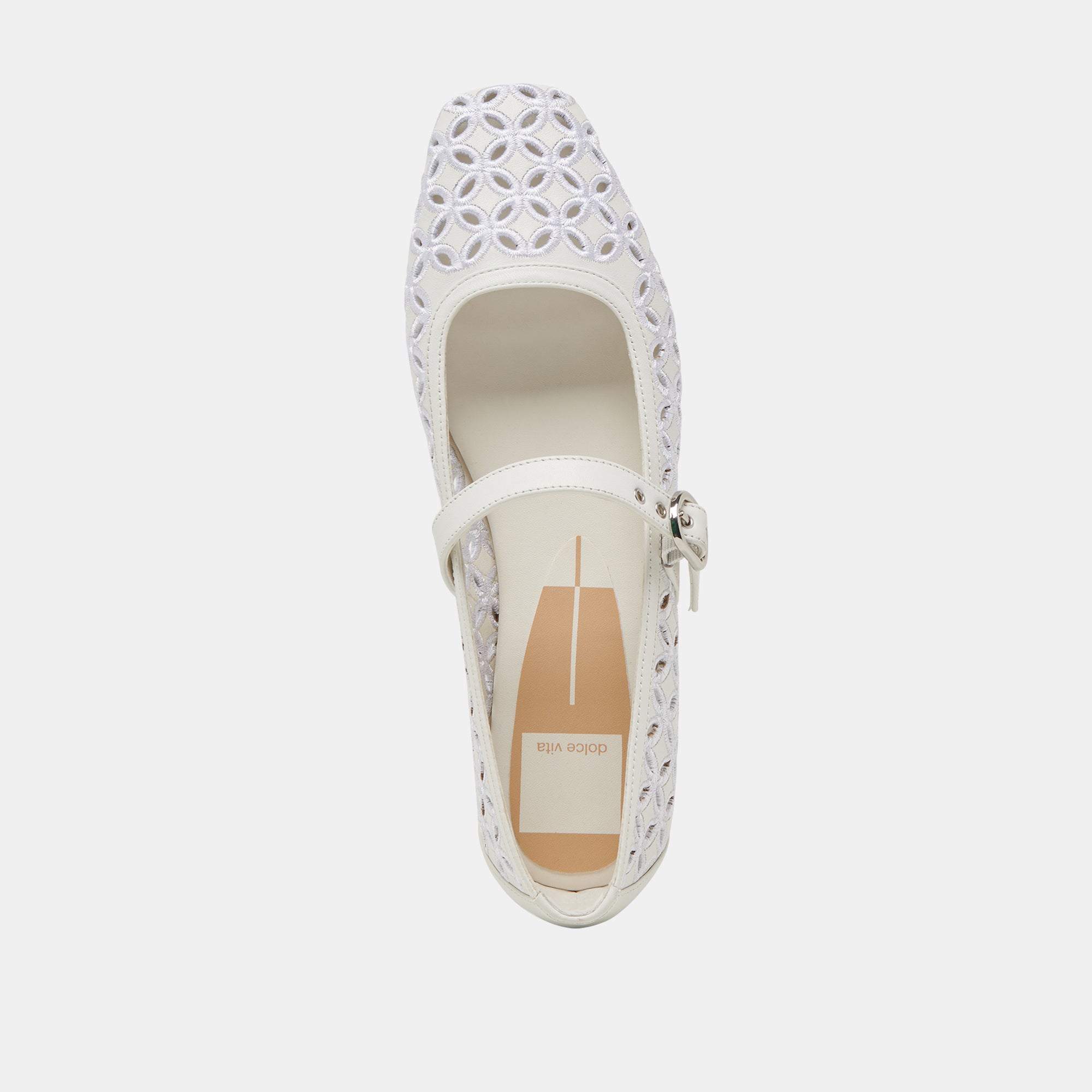 RODNI Genuine Leather Ballet Flats with Eyelet Perforations - True White Women's Shoes for Work, Office & Casual Wear