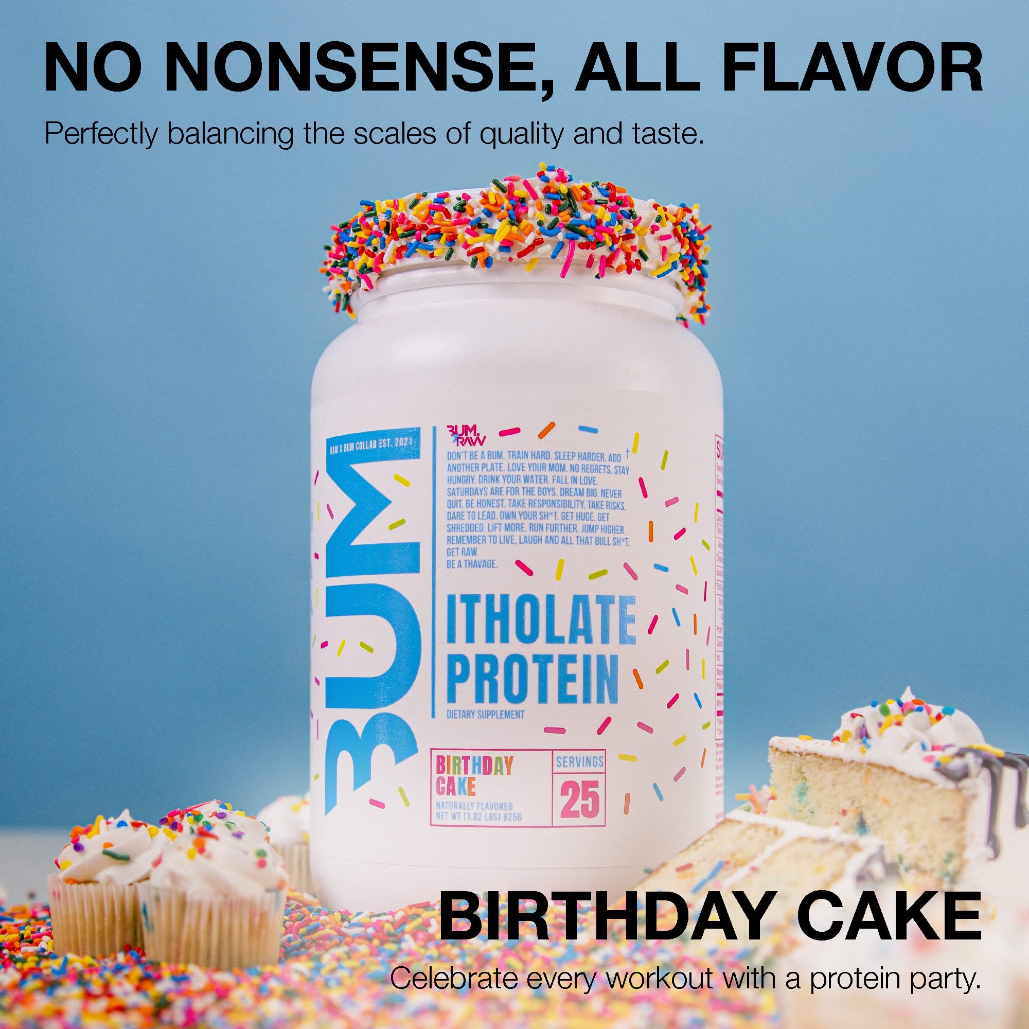 CBUM Itholate RAW Whey Isolate Protein Powder - Birthday Cake Flavor | 100% Grass-Fed, Low-Fat & Low-Carb Muscle Building & Recovery Supplement | 25 Servings | Ideal for Post-Workout, Meal Replacement & Fitness Nutrition