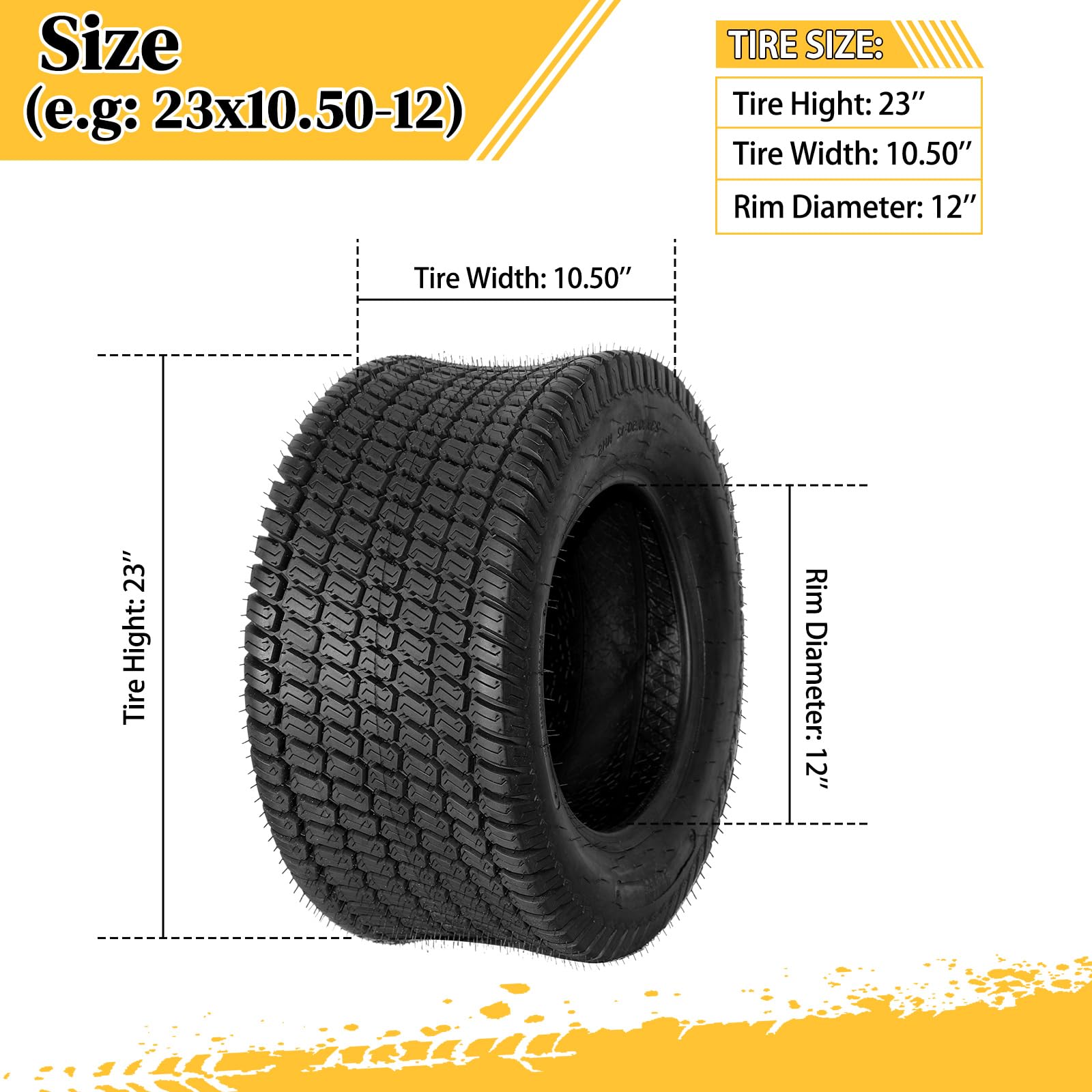 AutoForever 23x10.50-12 6-Ply Lawn Mower Tractor Tires - Set of 2 Heavy Duty Garden & Golf Cart Turf Tires - Perfect for Lawn Care, Landscaping & Golf Course Maintenance