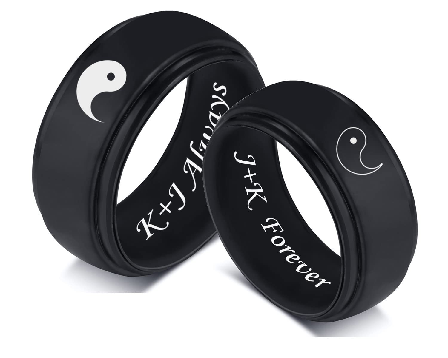 2Pcs Personalized Silicone Couple Rings - 8MM Breathable Rubber Wedding Bands for Him & Her - Comfort Fit Step Edge Design - 7 Color Options - Perfect Promise, Engagement & Anniversary Gift for Husband Wife Boyfriend Girlfriend (Great for Gym, Swimming & Outdoor Activities)