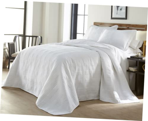 3-Piece Oversized Quilted Bedspread Set - White Queen & King Size Luxury Bed Cover | Perfect for Master Bedroom, Guest Room & Hotel Decor