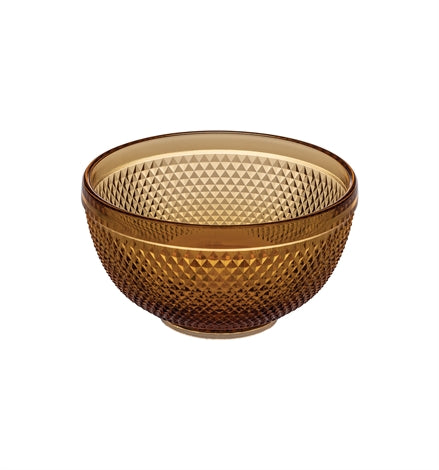 Bicos Ambar Bowl Medium - Handcrafted Amber Glass Serving Bowl for Salads, Fruits & Desserts - Perfect for Entertaining & Gifting