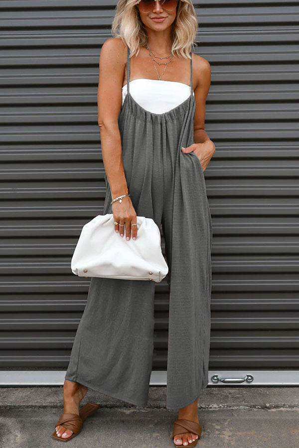 Unstoppable Feeling Women's Pocketed Tie-Waist Wide Leg Denim Overalls - Casual Chic Jumpsuit for Streetwear, Music Festivals & Everyday Wear
