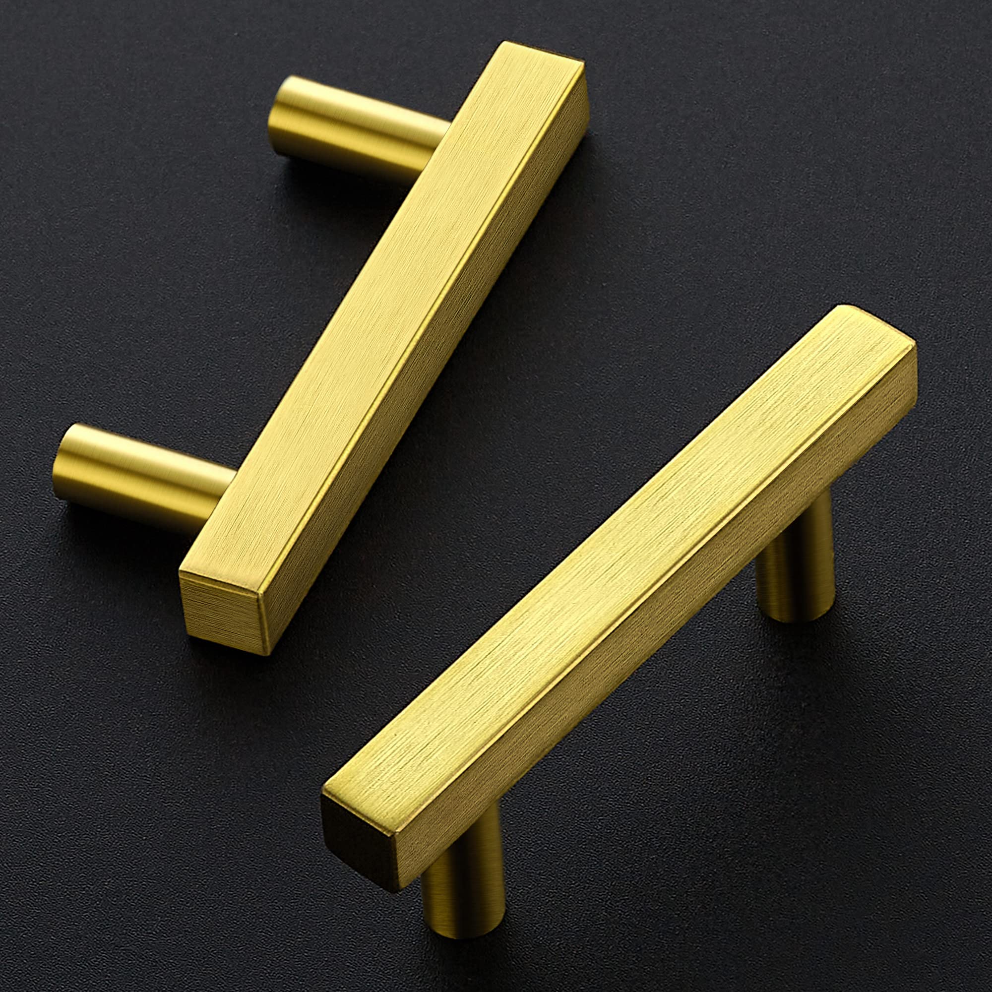 Ravinte 25 Pack 4 Inch Square Cabinet Pulls - Brushed Brass Stainless Steel Kitchen Cupboard Handles (4