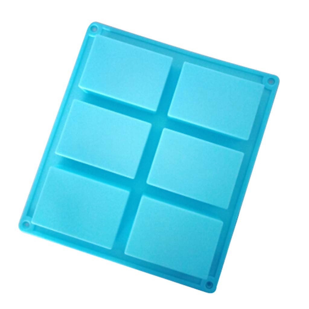 Premium Silicone Rectangle Mold for DIY Soap, Cake & Funnel Cake - 6-Cavity Reusable Baking Mold Kit (Blue) - Perfect for Homemade Crafts, Candy Making & Party Desserts