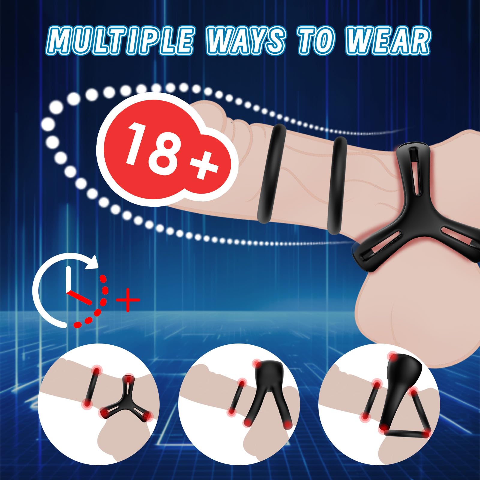 **Silicone Vibrating Cock Ring - Adjustable Penis Ring for Men, Enhances Erection & Lasts Longer | Strong Vibrations for Pleasure | Waterproof & Rechargeable Adult Sex Toy for Couples & Solo Play**    *(Use for enhanced pleasure, longer-lasting erections, and intense orgasms during solo play or couples' intimacy.)*