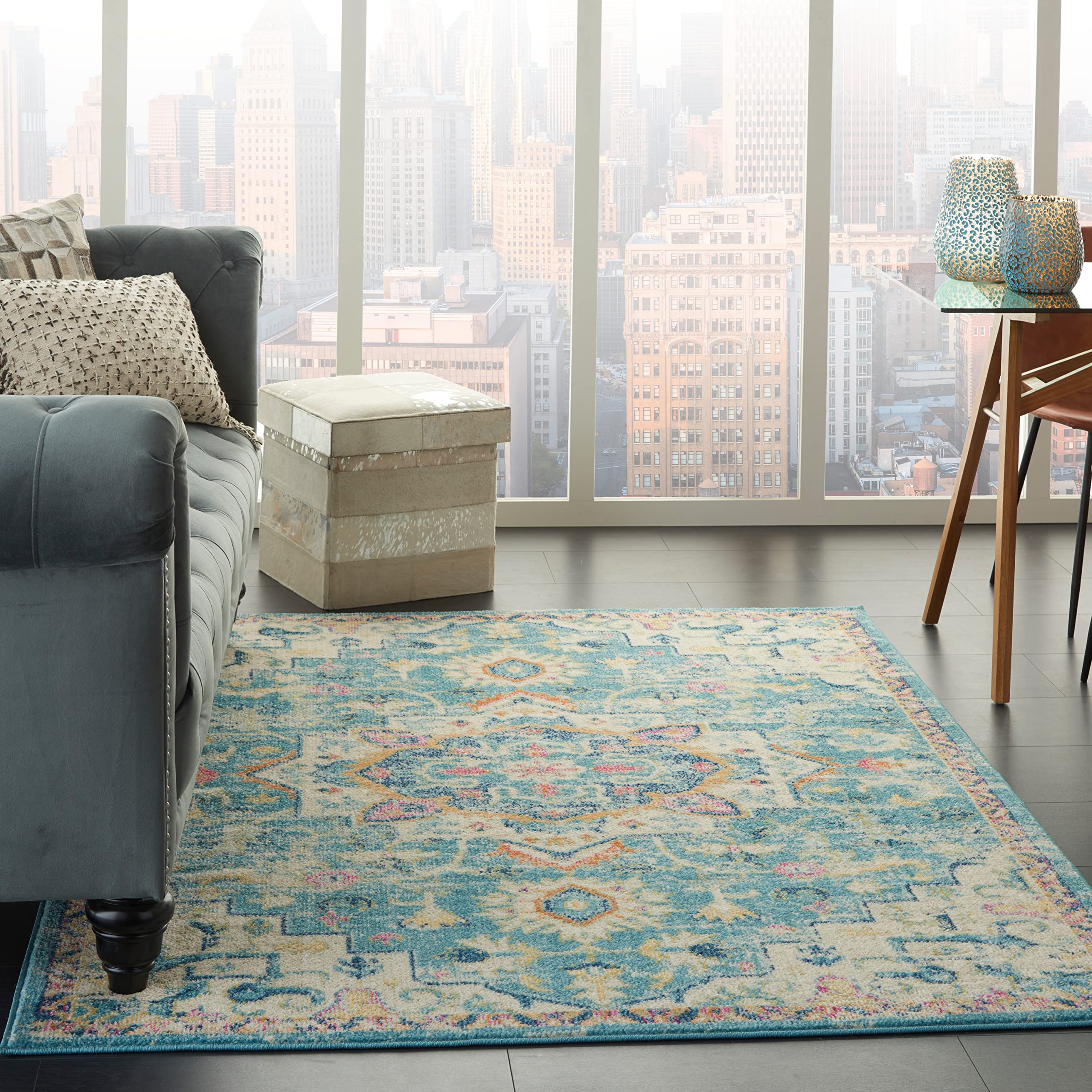 Nourison Passion Ivory/Light Blue 6'7
