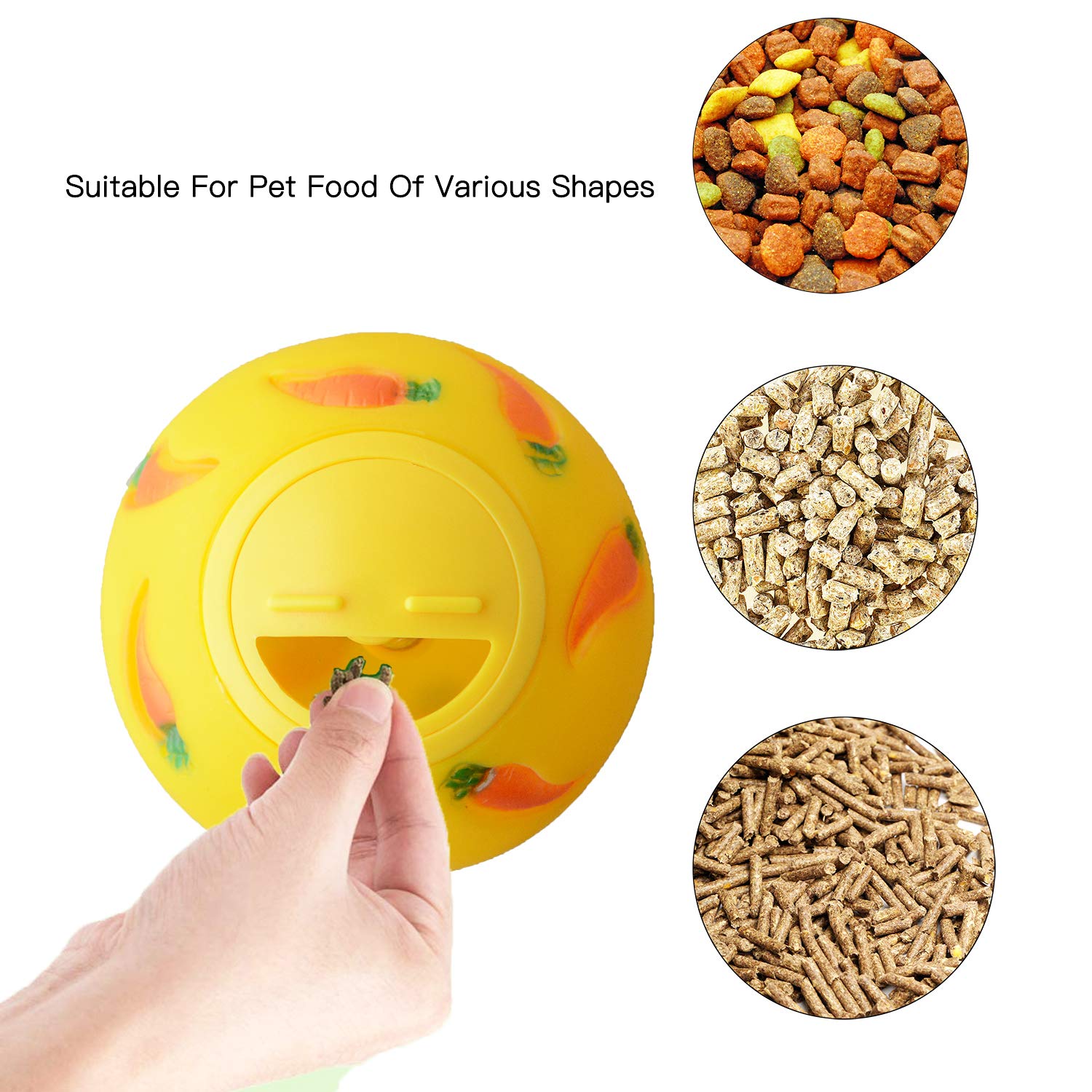 2-in-1 Treat Ball with Brush - Interactive Snack Dispenser Toy for Rabbits, Small Pets & Rats - Promotes Dental Health & Foraging Fun - Perfect for Boredom Relief & Mental Stimulation (Great for Cages, Playtime & Training)