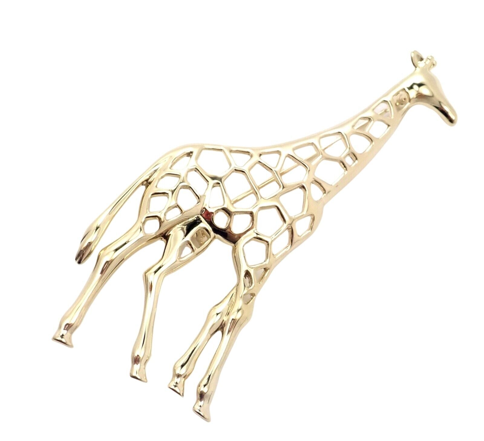 Authentic Mikimoto 18K Yellow Gold Large Giraffe Pin Brooch - Vintage Luxury Jewelry for Women - Perfect for Special Occasions, Gift Giving & Collecting
