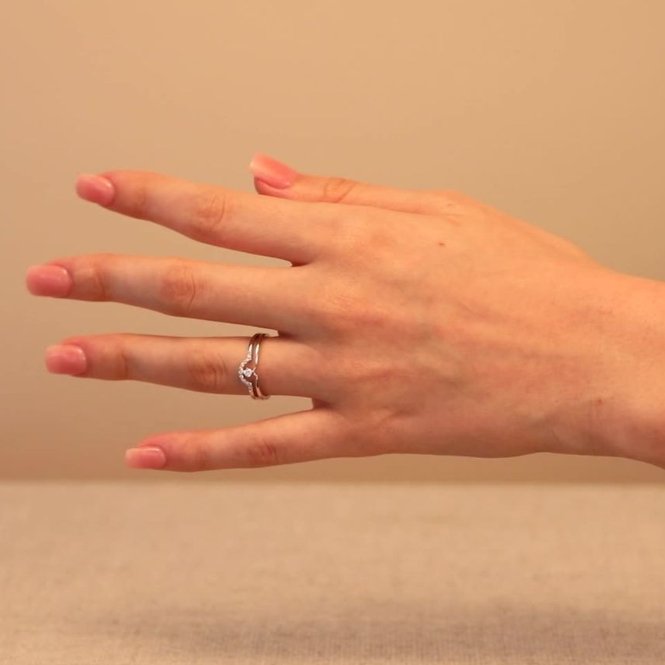 14k Solid Yellow Gold Diamond Curve Double Layer Band Ring - Elegant Stackable Wedding Band for Women, Perfect for Anniversaries & Special Occasions