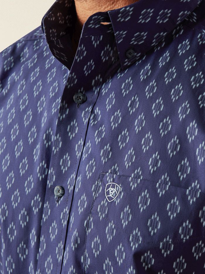 Ariat Men's Cade Classic Fit Long Sleeve Shirt - Navy Blue Casual Button Down for Western, Work & Outdoor Activities