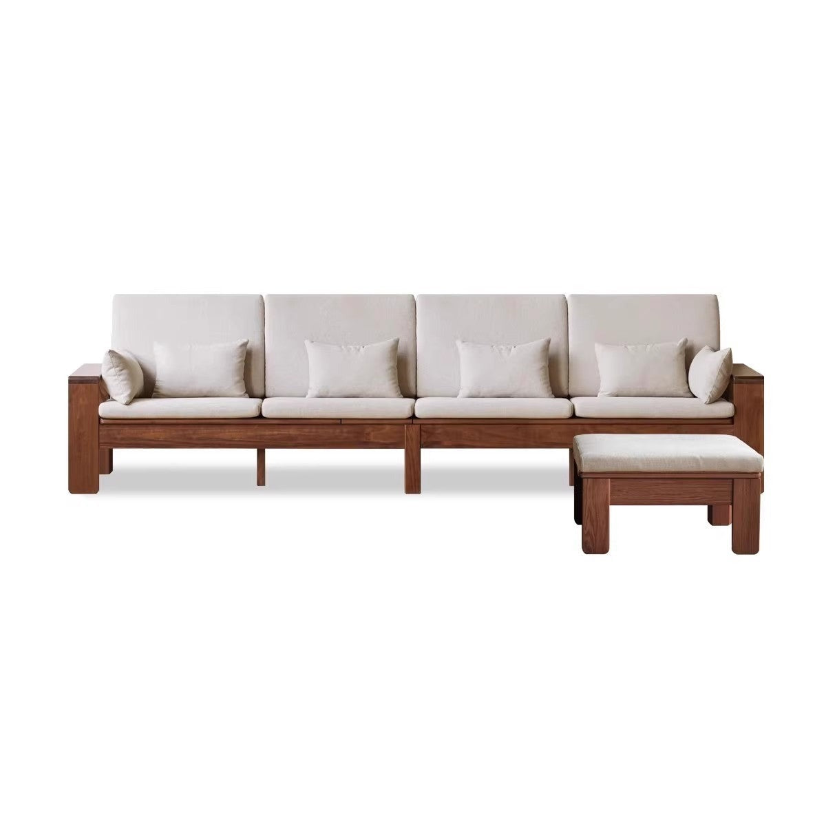 Premium Black Walnut Solid Wood Fabric Sofa - Modern Nordic Style 2-in-1 Convertible Sofa Bed for Living Room & Guest Room | Durable & Stylish Home Furniture