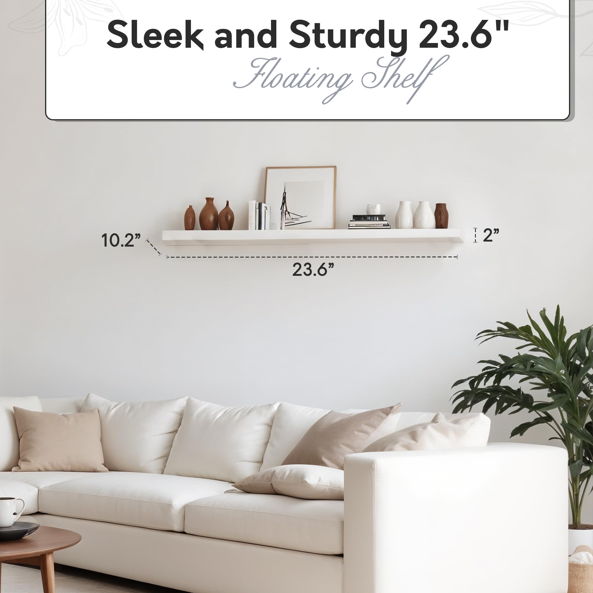 Durable Floating Shelf with Invisible Brackets - Easy to Install & Remove, 10.2