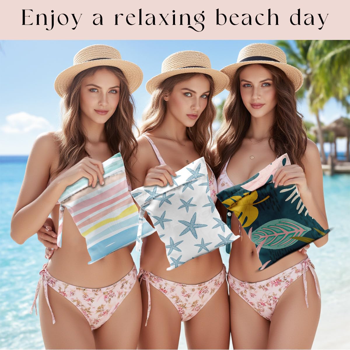 3 Pack Waterproof Wet Dry Bags - Reusable Small Laundry Bags for Swimsuits, Diapers & Beach Essentials | Perfect for Pool, Beach, Cruise Travel & Gym | Women's Travel Accessories & Makeup Organizer