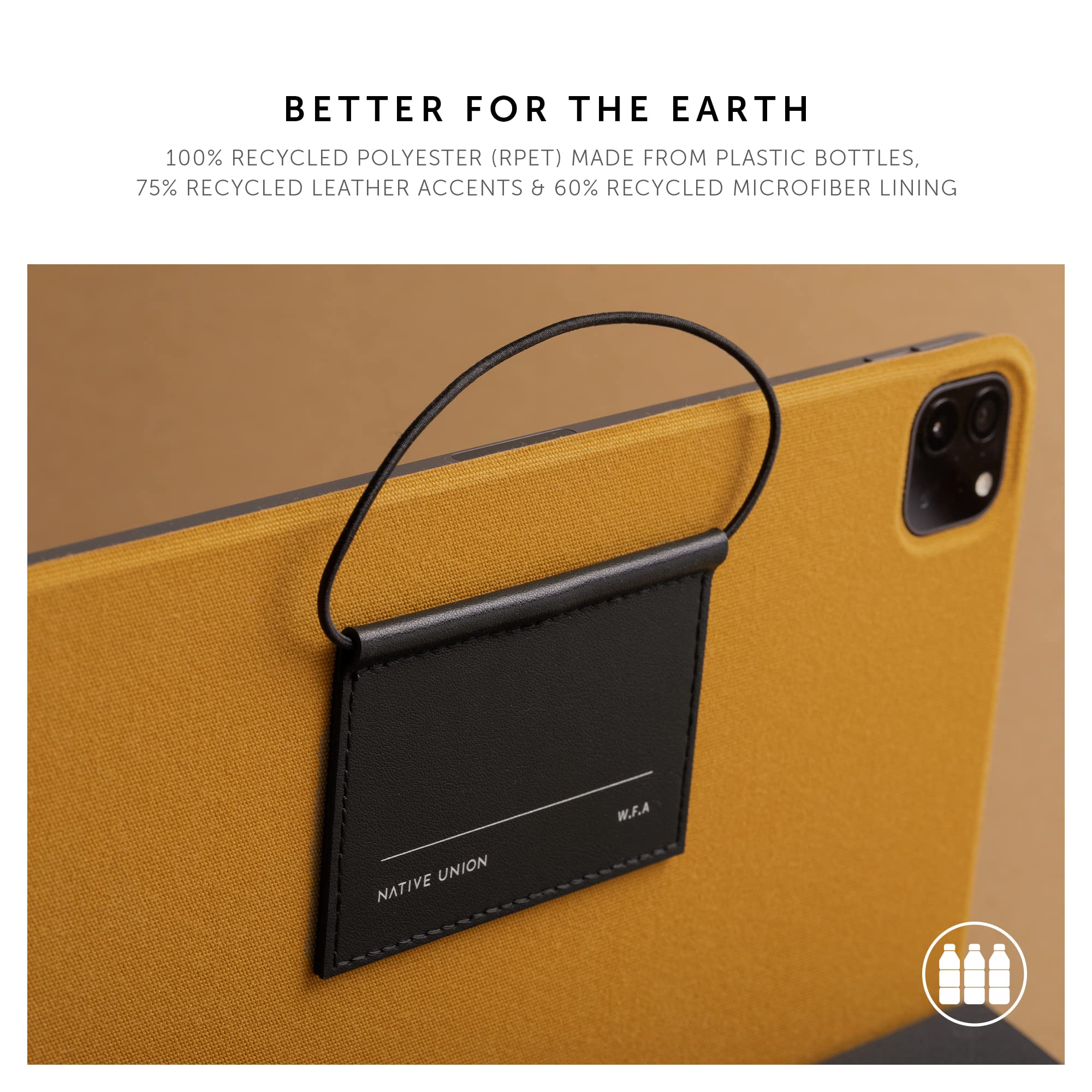 Native Union W.F.A iPad Folio Case - Eco-Friendly Recycled Material Foldable Stand Cover for iPad Air 13