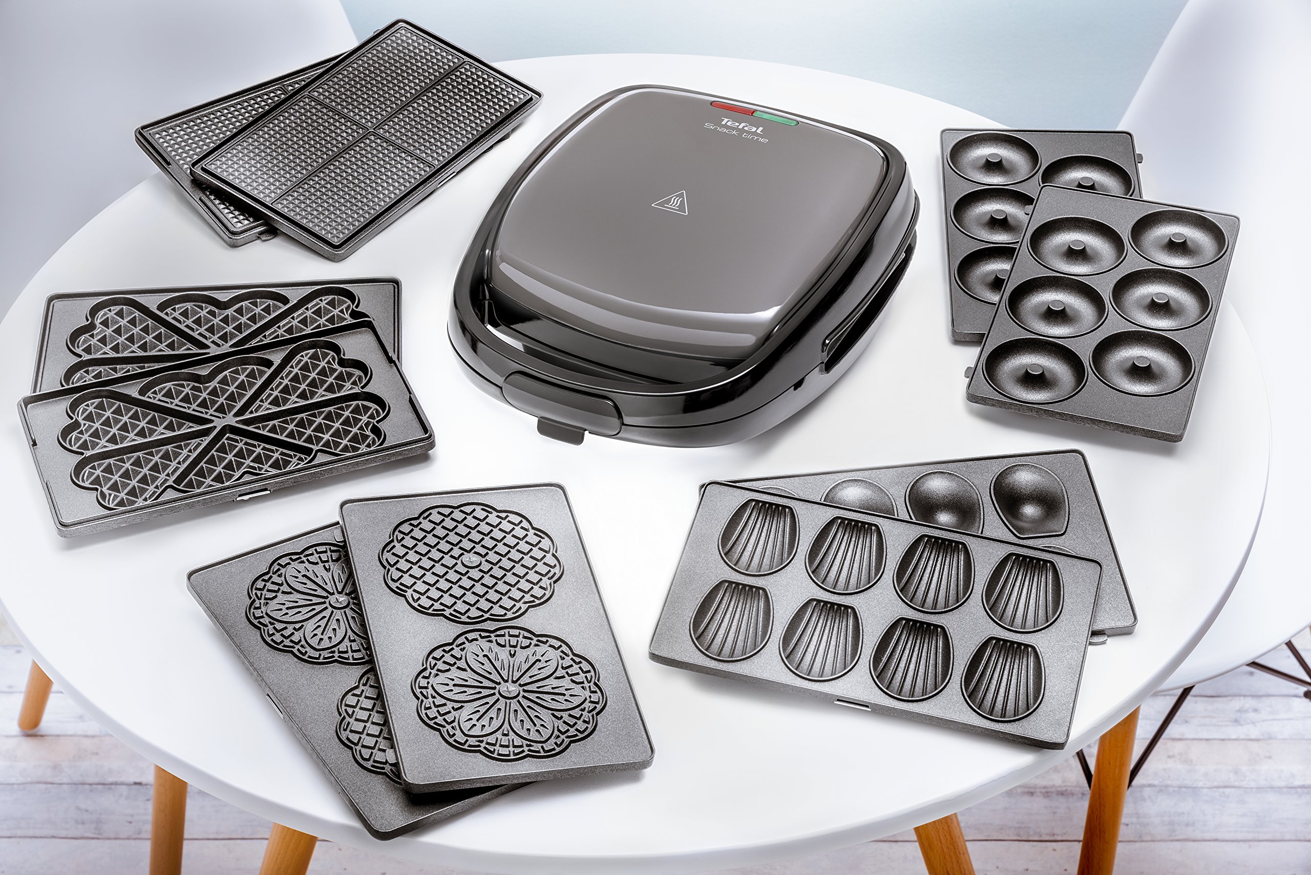 Tefal SW341B All-In-One Waffle & Sandwich Maker with 2 Dish Sets, 700W, Grey/Black - Perfect for Breakfast, Snacks & Quick Meals