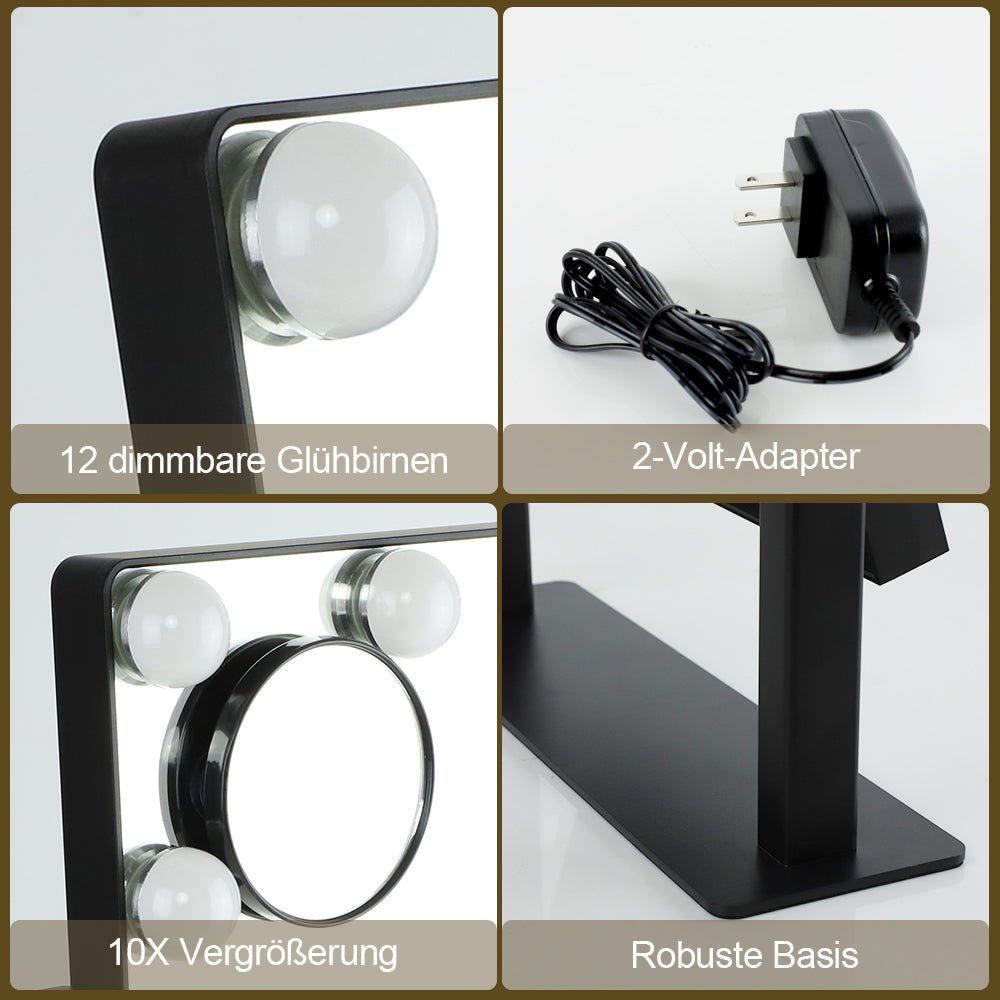 Depuley 18 x 17 Inch LED Makeup Mirror with 12 Dimmable Lights, 3 Color Modes & Touch Control - 360° Adjustable Vanity Mirror with Detachable 10X Magnifier (47 x 44 cm) for Professional Makeup, Skincare & Beauty Salon Use