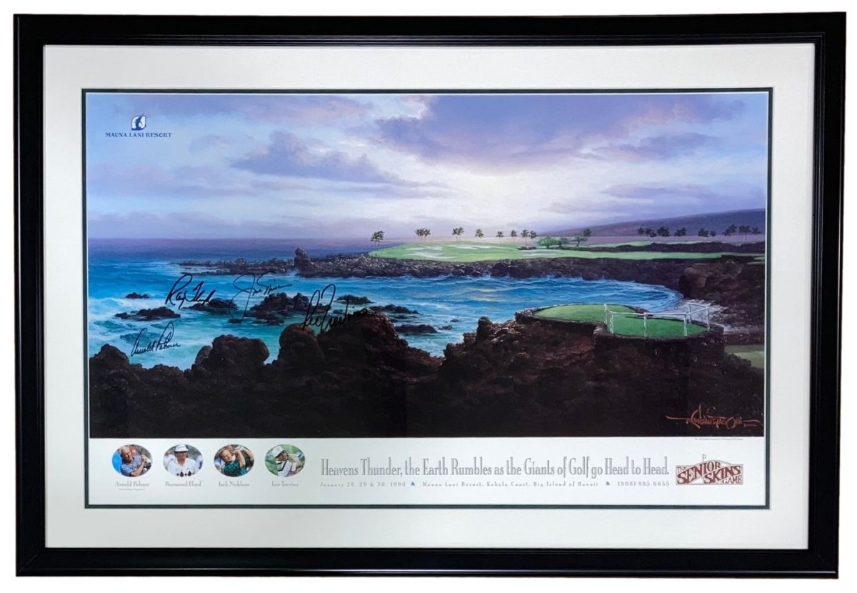 Authentic Signed PGA Golf Poster 19x32 - Arnold Palmer, Jack Nicklaus & Legends - Framed Collectible with BAS LOA - Perfect for Man Cave, Sports Bar & Golf Club Decor