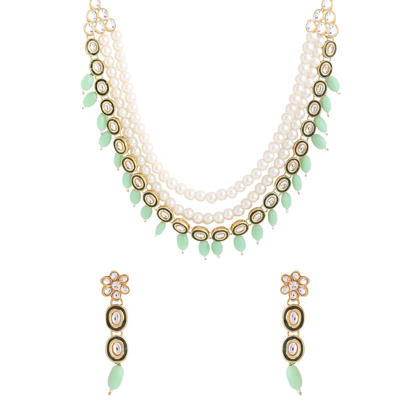 Elegant Yellow Chimes Kundan Necklace Set for Women - Gold Plated Pearl Beaded Drop Necklace | Perfect Birthday Gift for Girls & Anniversary Present for Wife | Ideal for Weddings, Parties & Special Occasions