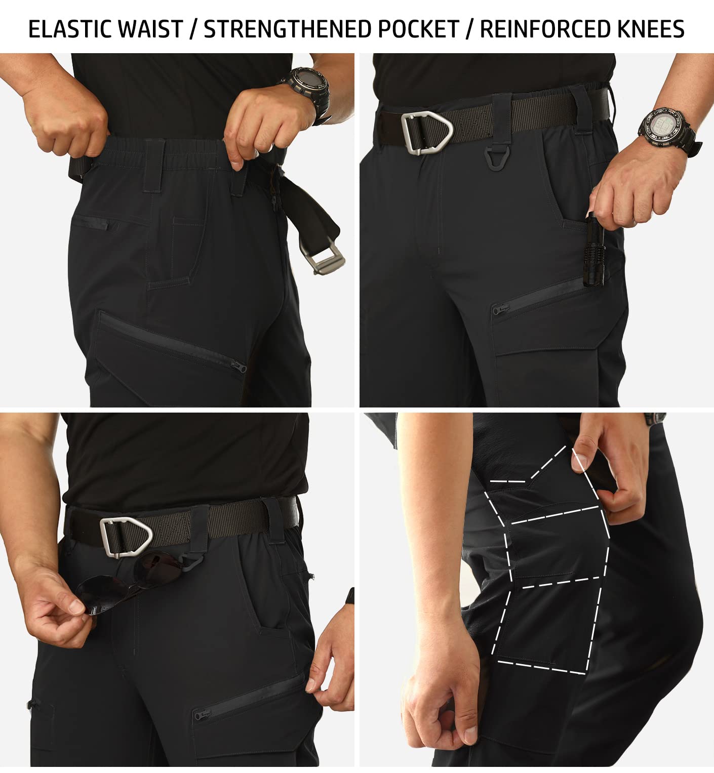 NAVEKULL Men's Lightweight Tactical Hiking Pants - Quick Dry, Stretchable Outdoor Cargo Pants with Multiple Pockets for Hiking, Camping & Work | Durable & Comfortable for Outdoor Adventures